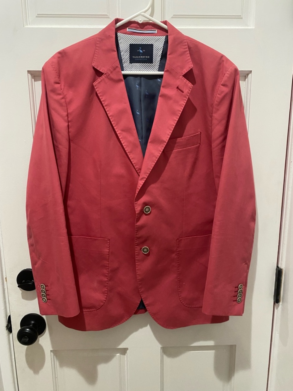 Tailorbyrd Men’s Coral-Red Two-Button Blazer